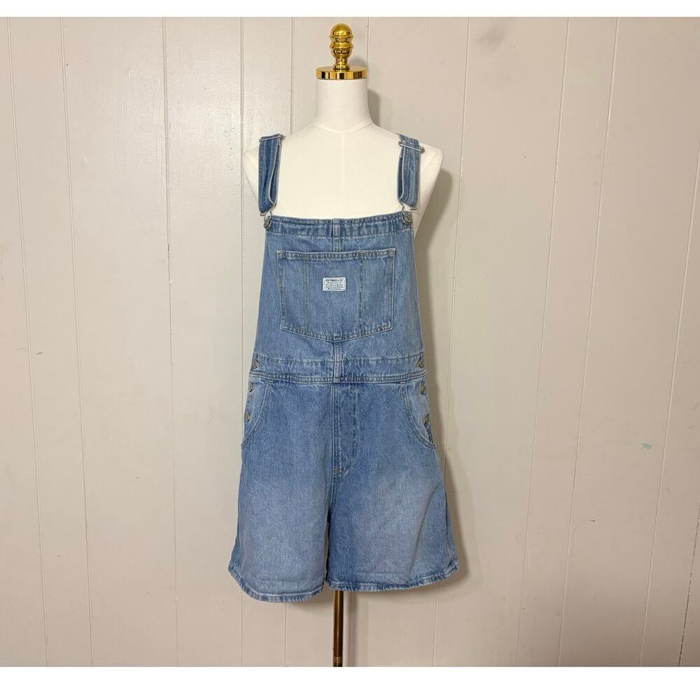 Levi’s I Will Shortalls Medium Wash Denim Overalls Shorts Size M - Picture 3 of 14